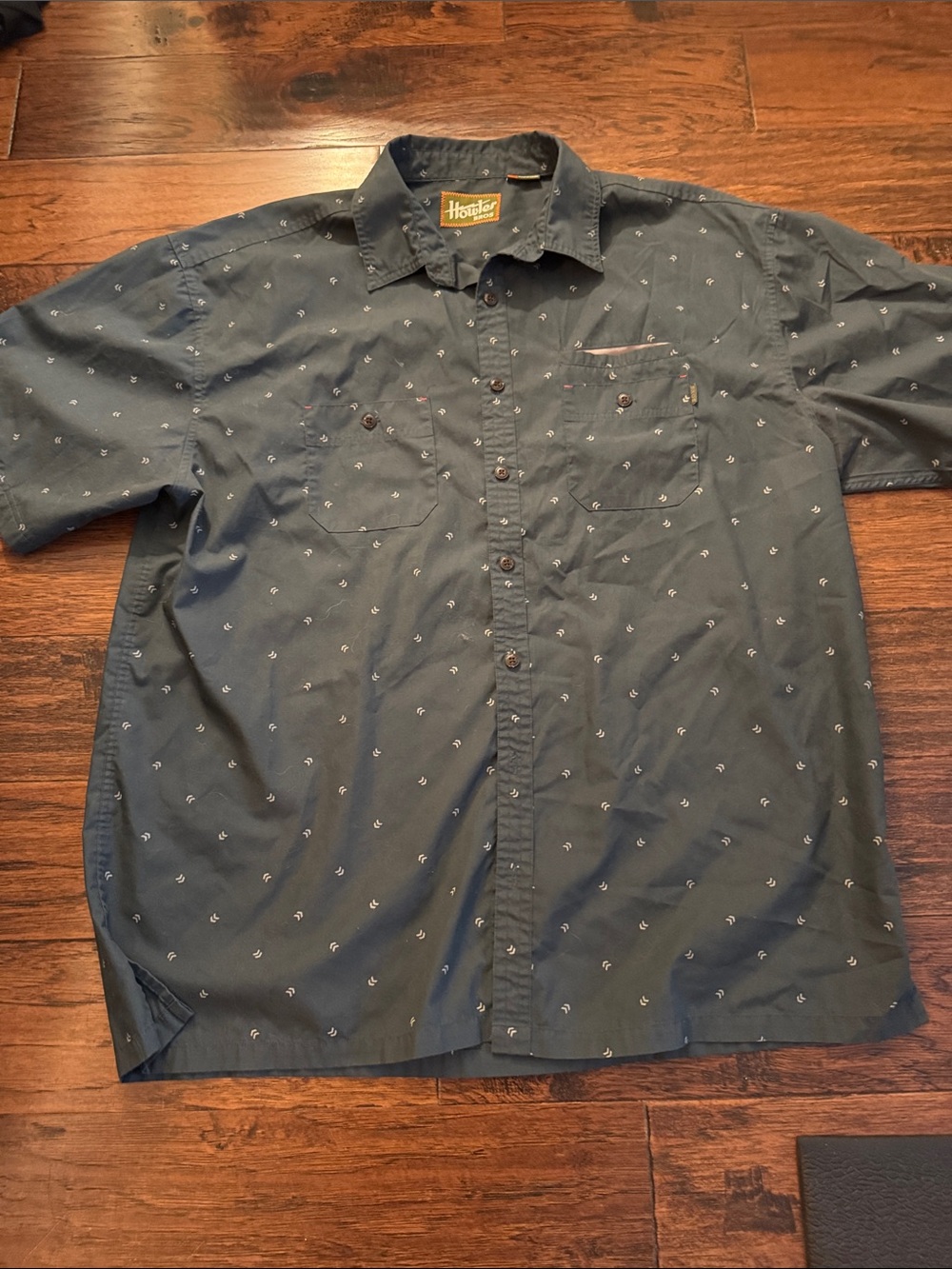 Howler Brothers Navy Short-Sleeve Anchor-Print Button-Down Shirt